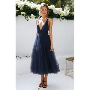 Hello Molly Summer Cinderella Navy Midi Dress